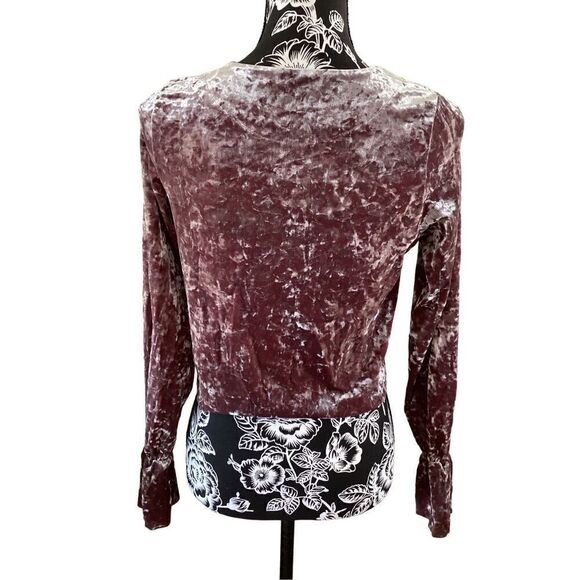 Zara Velvet Long Sleeve Crop Top Soft Everyday Workwear Party Going Out - Picture 4 of 10
